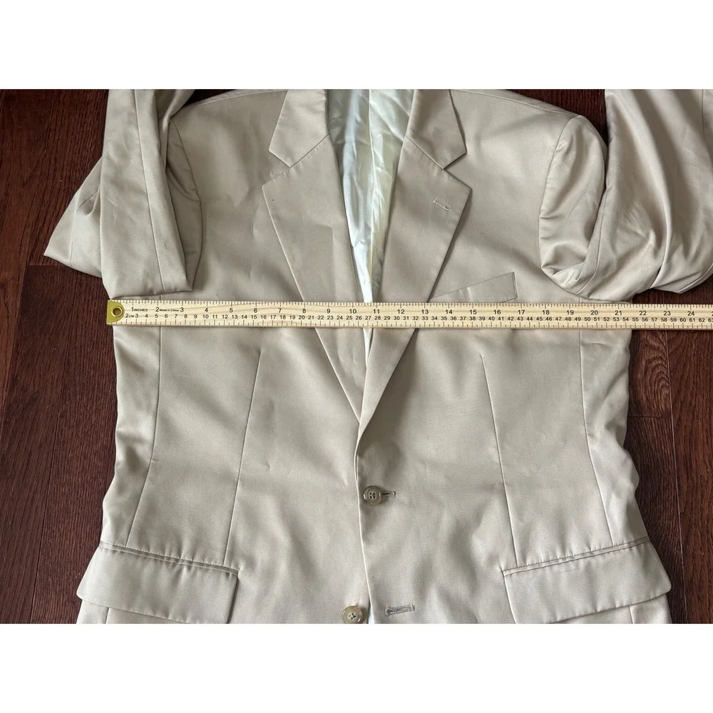 Brooks Brothers Mens 2 Piece Cotton Suit Tan Khaki 40R 34W